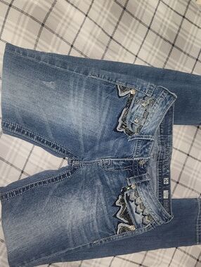 Miss Me Skinny Jeans in Medium Blue with Embroidered Pockets